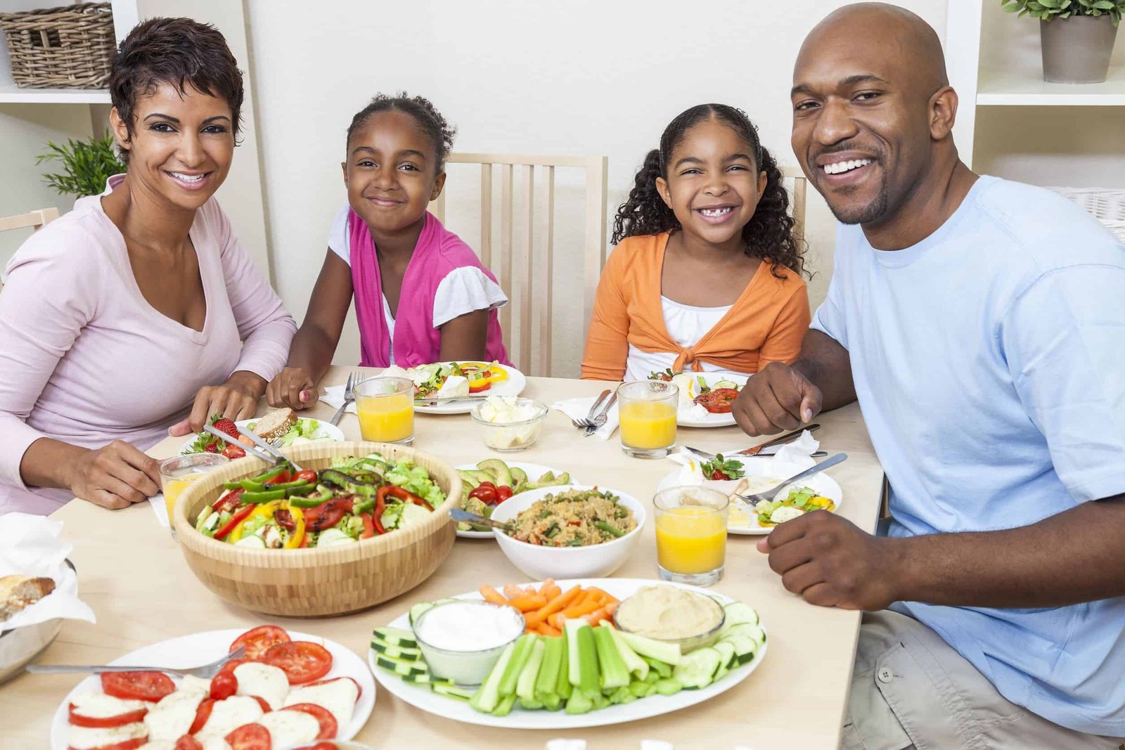 Family having a healthy dinner at the dining table