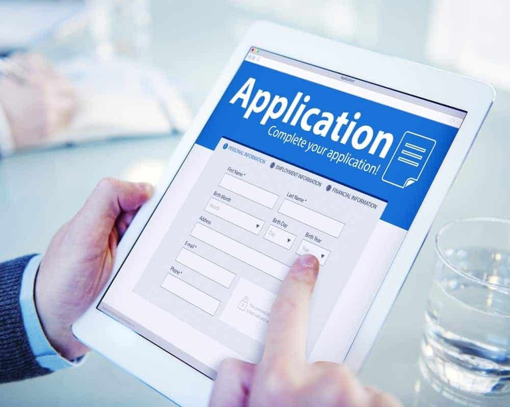 Online application form on iPad