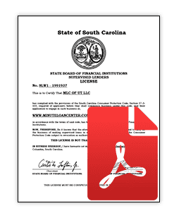 South Carolina minuteloancenter.com License